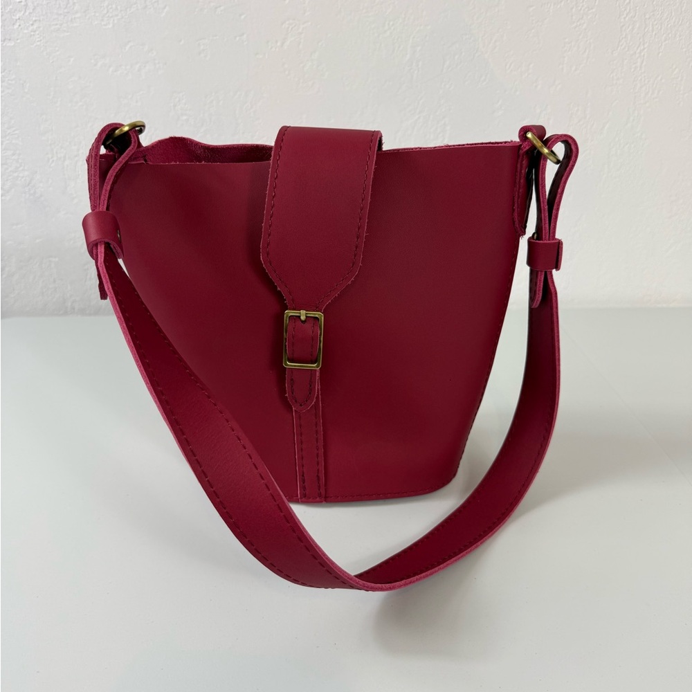 PORTLAND LEATHER Polly Bucket Bag Berry Good Full Grain Leather $128
